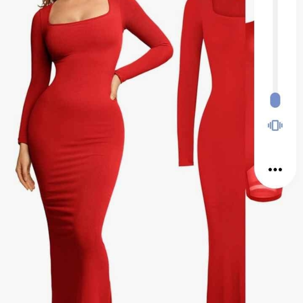 Elegant Red Long Sleeve Dress